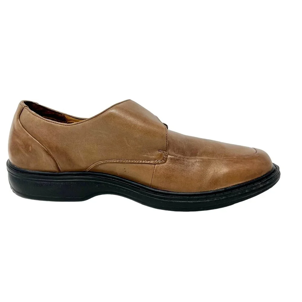 Dr. Comfort Mens‎ Leader Brown Leather Easy Access Buckle Strap Oxford Size 10.5